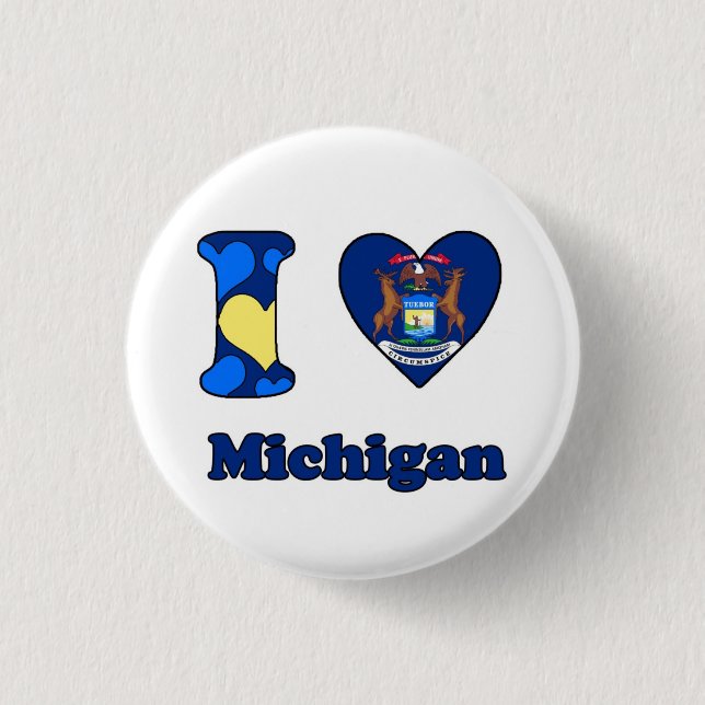 Bóton Redondo 2.54cm Eu amo Michigan (Frente)