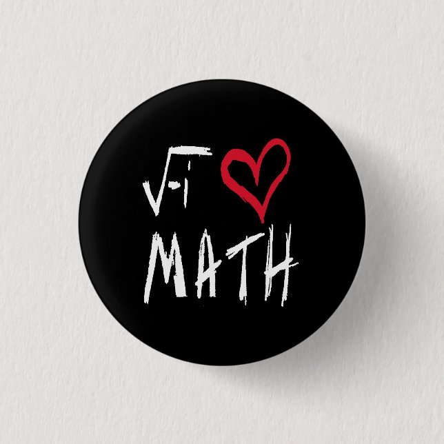 Bóton Redondo 2.54cm Eu amo o botão da matemática (Frente)