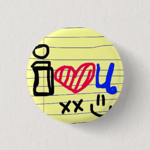 Bóton Redondo 2.54cm eu amo o doodle de u