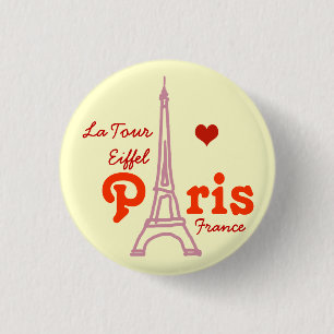 Bóton Redondo 2.54cm Eu amo Paris. romântico