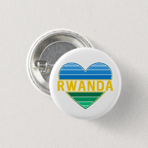 Bóton Redondo 2.54cm Eu Amo Ruanda, Ruanda Ruandese Heart