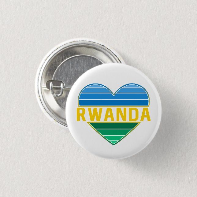 Bóton Redondo 2.54cm Eu Amo Ruanda, Ruanda Ruandese Heart (Frente & Verso)