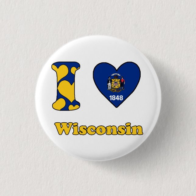 Bóton Redondo 2.54cm Eu amo Wisconsin (Frente)