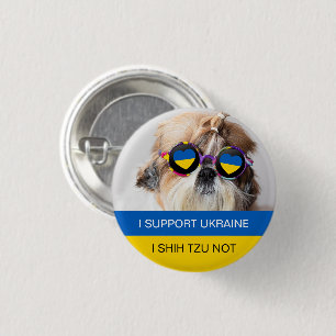 Bóton Redondo 2.54cm Eu apoio a Ucrânia Eu Shih Tzu Não Bandeira do cor
