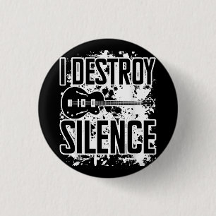 Bóton Redondo 2.54cm Eu Destruo Silence Bass Player Engraçado Música De