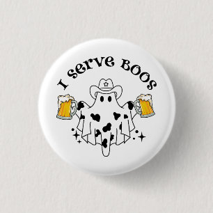 Bóton Redondo 2.54cm Eu sirvo Boos! Barman spooky