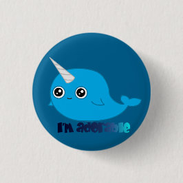 Bóton Redondo 2.54cm Eu sou botão adorável de Narwhal