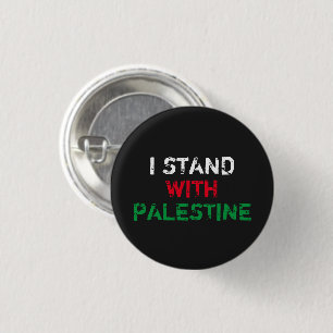 Bóton Redondo 2.54cm Eu suporto com a Palestina um texto branco verde e
