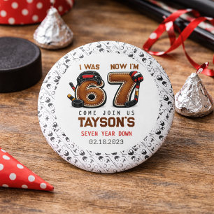 Bóton Redondo 2.54cm Eu tinha 6 anos, agora eu tenho 7 – Festa de 7 ano