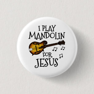Bóton Redondo 2.54cm Eu Toco Mandolin Para Jesus, Mandolinista Cristão