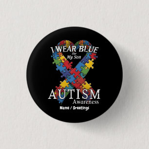 Bóton Redondo 2.54cm Eu Visto Azul para o Apoio à Consciência do Autism