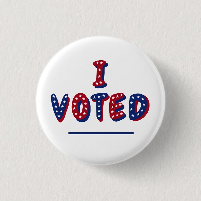 Bóton Redondo 2.54cm Eu Votei Vermelho Branco e Azul (Frente)