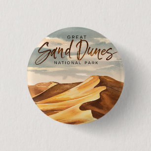 Bóton Redondo 2.54cm Excelente Sand Dunes National Park Watercolor Art
