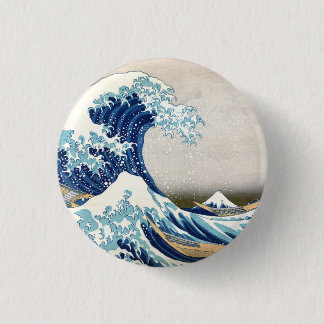 Bóton Redondo 2.54cm Excelente Wave Off Kanagawa Vintage Fine Japonês