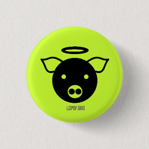 Bóton Redondo 2.54cm Exibição da arte de PiGcasso - anjo leitão