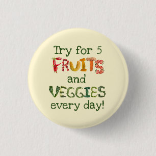 Bóton Redondo 2.54cm Experimente 5 frutas e legumes todos os dias - Sau