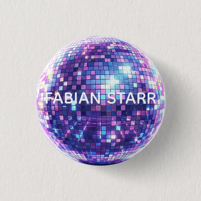 Bóton Redondo 2.54cm Fabian Starr DISCO BALL Button (Frente)