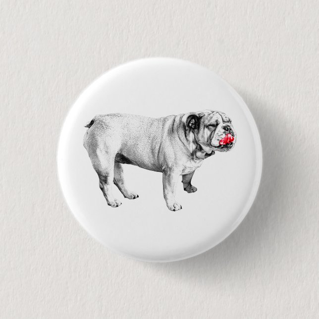 Bóton Redondo 2.54cm faísca vermelha, bulldog calmo (Frente)