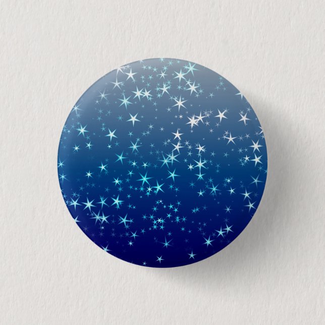 Bóton Redondo 2.54cm Faíscas de Natal Estrelas Céu Azul (Frente)