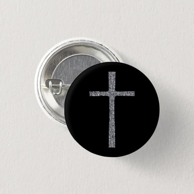 Bóton Redondo 2.54cm Faith Cross Silver (Frente & Verso)