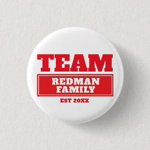 Bóton Redondo 2.54cm Família da equipe ou botão personalizado vermelh