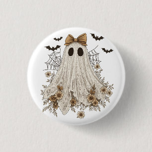Bóton Redondo 2.54cm Fantasma de Renda Elegante com Laço   Fantasma Flo
