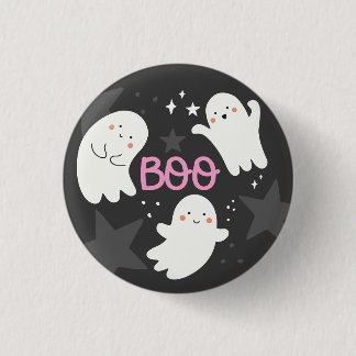 Bóton Redondo 2.54cm Fantasmas Fofos Halloween BOO