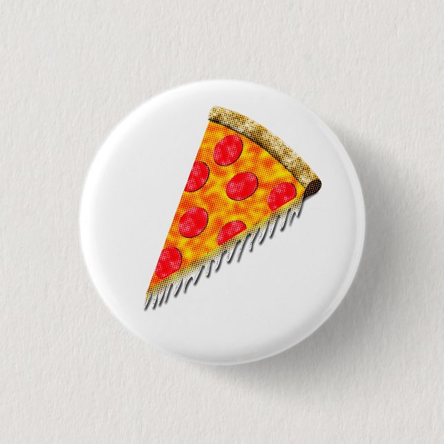Bóton Redondo 2.54cm Fatia de pizza de anúncio de vinheta (Frente)