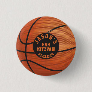 Bóton Redondo 2.54cm Favor do Bar de Basquete Laranja Personalizado Mit