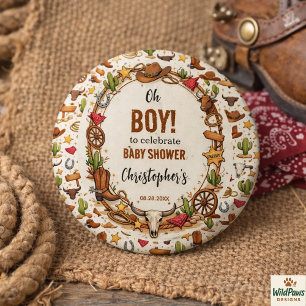 Bóton Redondo 2.54cm Fazenda de Rodeio Cowboy Wild West   Bebê Western 