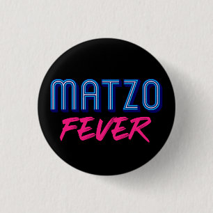 Bóton Redondo 2.54cm Febre de Matzo Azul Rosa Slogan Disco Judaico dos