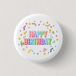 Bóton Redondo 2.54cm Feliz Aniversário