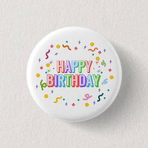 Bóton Redondo 2.54cm Feliz Aniversário