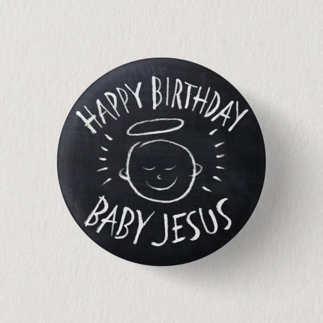 Bóton Redondo 2.54cm Feliz Aniversário Jesus - Natal (Frente)