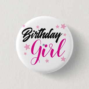 Bóton Redondo 2.54cm Feliz Aniversário- Menina de Aniversário- Prendedo