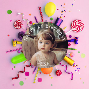 Bóton Redondo 2.54cm Feliz Aniversário Personalizado Nome e Idade da Fo