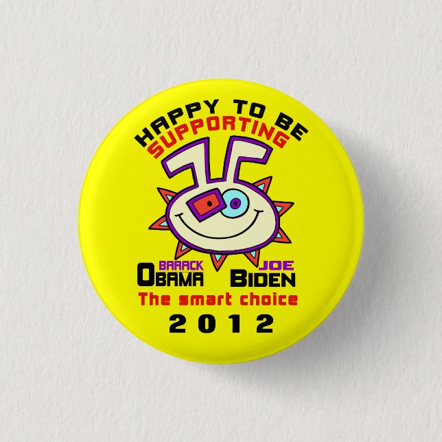 BÓTON REDONDO 2.54CM FELIZ APOIAR OBAMA. /BIDDEN 1012 (Frente)