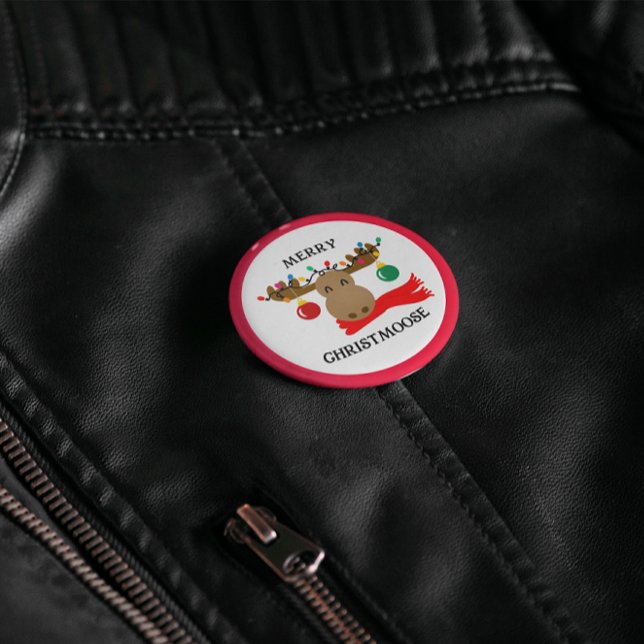 Bóton Redondo 2.54cm Feliz Christmoose Engraçado Natal (Criador carregado)