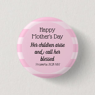 Bóton Redondo 2.54cm Feliz Dia das Mães Versículo Bíblico Abençoado Cri