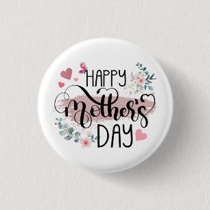 Bóton Redondo 2.54cm Feliz Dia de as mães 2025 - Floral cômoda para as 
