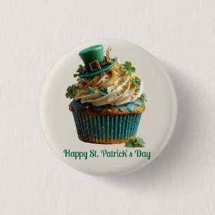Bóton Redondo 2.54cm Feliz Dia de São Patrício Cupcake Sortudo