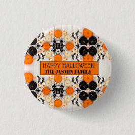 Bóton Redondo 2.54cm Feliz Halloween Abóbora Laranja