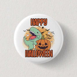 Bóton Redondo 2.54cm Feliz Halloween Dino Pin