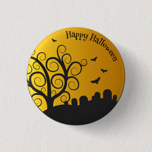 Bóton Redondo 2.54cm Feliz Halloween Graveyard Botão Pin