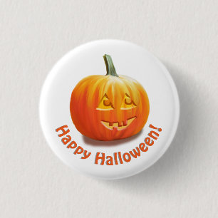 Bóton Redondo 2.54cm Feliz Halloween Jack o'Lanterna