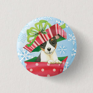 Bóton Redondo 2.54cm Feliz Howlidays Toy Fox Terrier
