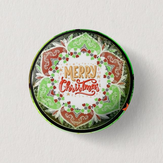 Bóton Redondo 2.54cm Feliz Natal (Frente)