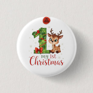 Bóton Redondo 2.54cm Feliz Natal – Bebê Fofinho de Natal