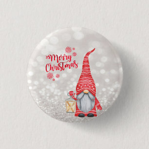 Bóton Redondo 2.54cm Feliz Natal,Glitter Bokeh,Gnomo Bonito