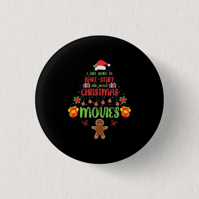 Bóton Redondo 2.54cm Feliz Natal, Só Quero Assar Coisas (Frente)